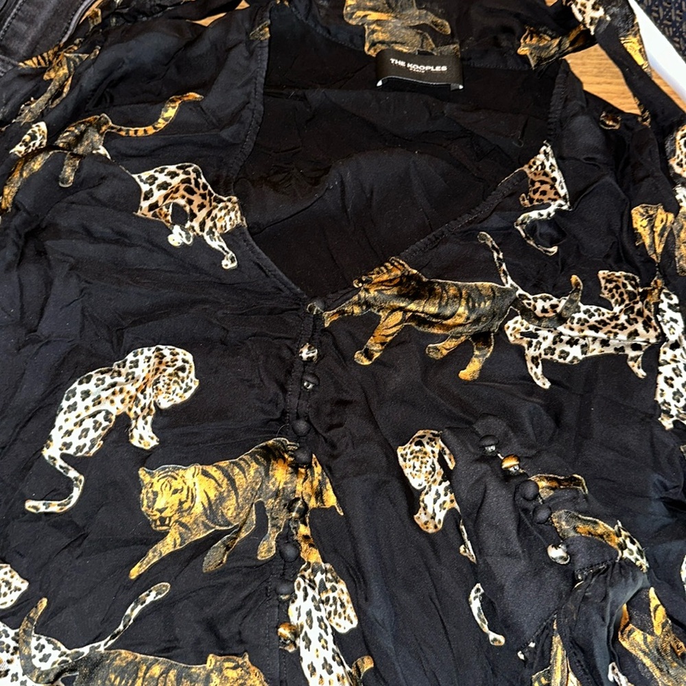 THE KOOPLES Short Black Dress with Leopard Print - Picture 7 of 7
